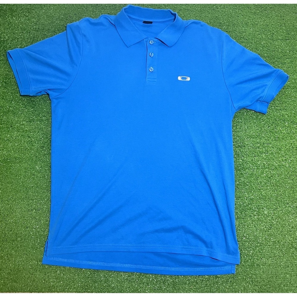 Vintage Oakley Polo LG Powder‎ Blue Y2K Software Tag Golf Block Logo Preppy